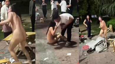 醉酒女深夜脱衣裸奔视频炸裂流出 豪乳翘臀野外狂奔 被路人围观录视频！